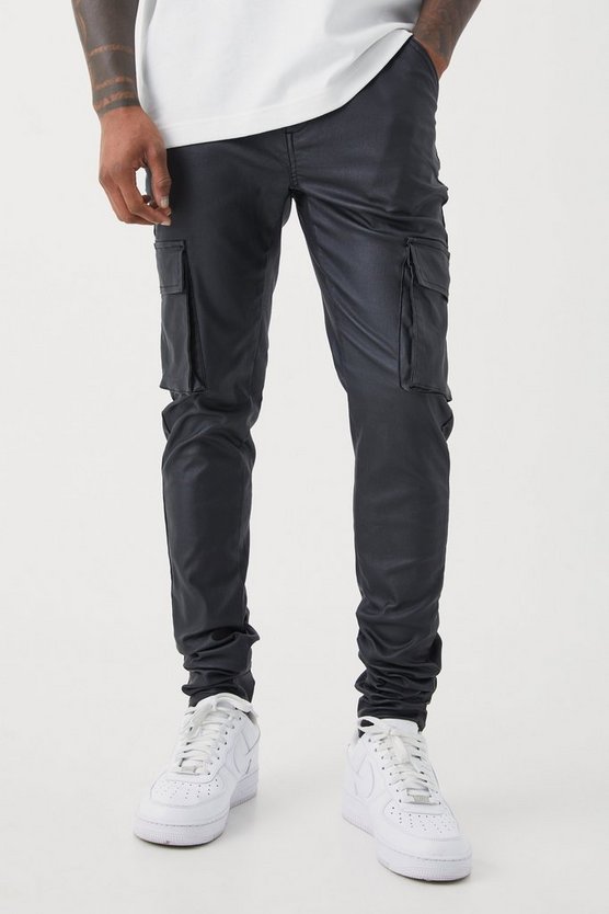 Beschichtete Skinny Twill Cargo-Hose