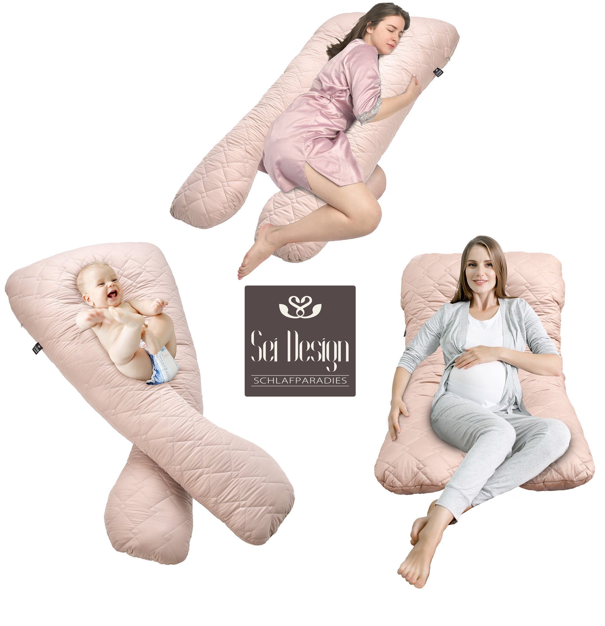 SEI Design Seitenschläferkissen Bodypillow - Körperkissen, 1-tlg., Schwangerschaftskissen gesteppt, Stillkissen