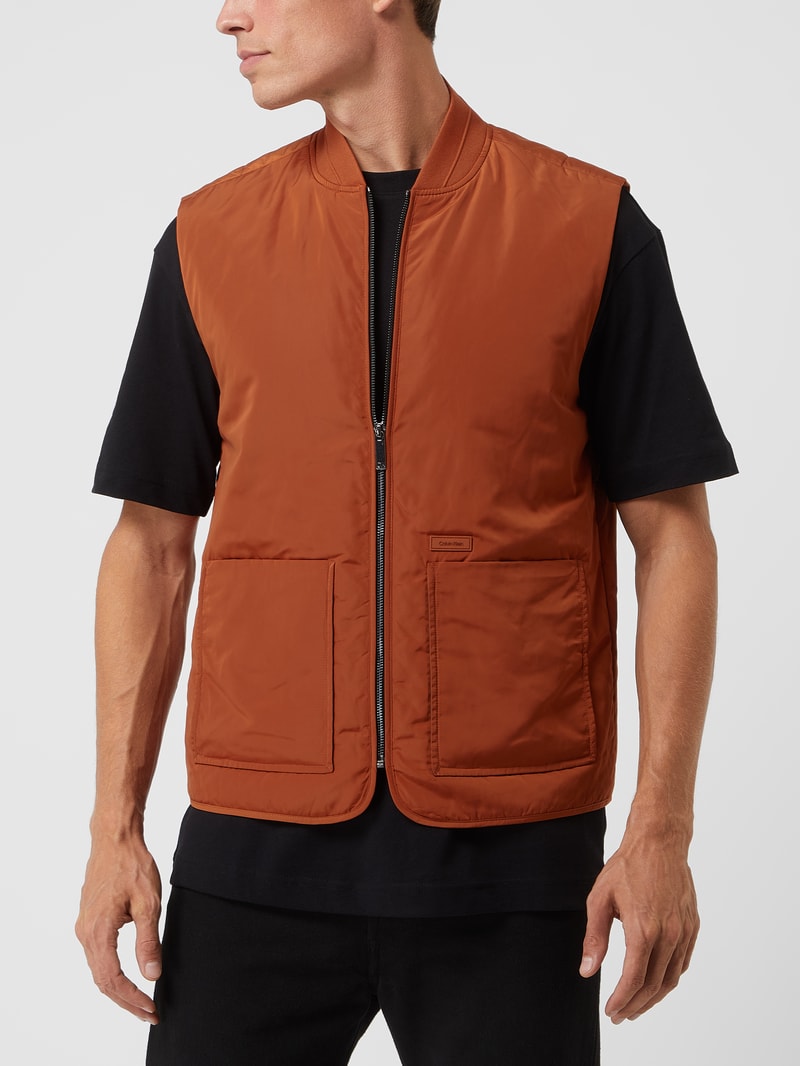 Weste mit Stehkragen in dunkel orange