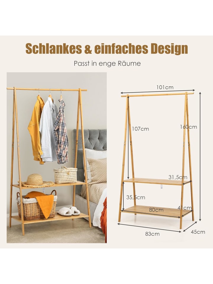 COSTWAY Kleiderständer 160cm in Beige günstig kaufen 160 cm
