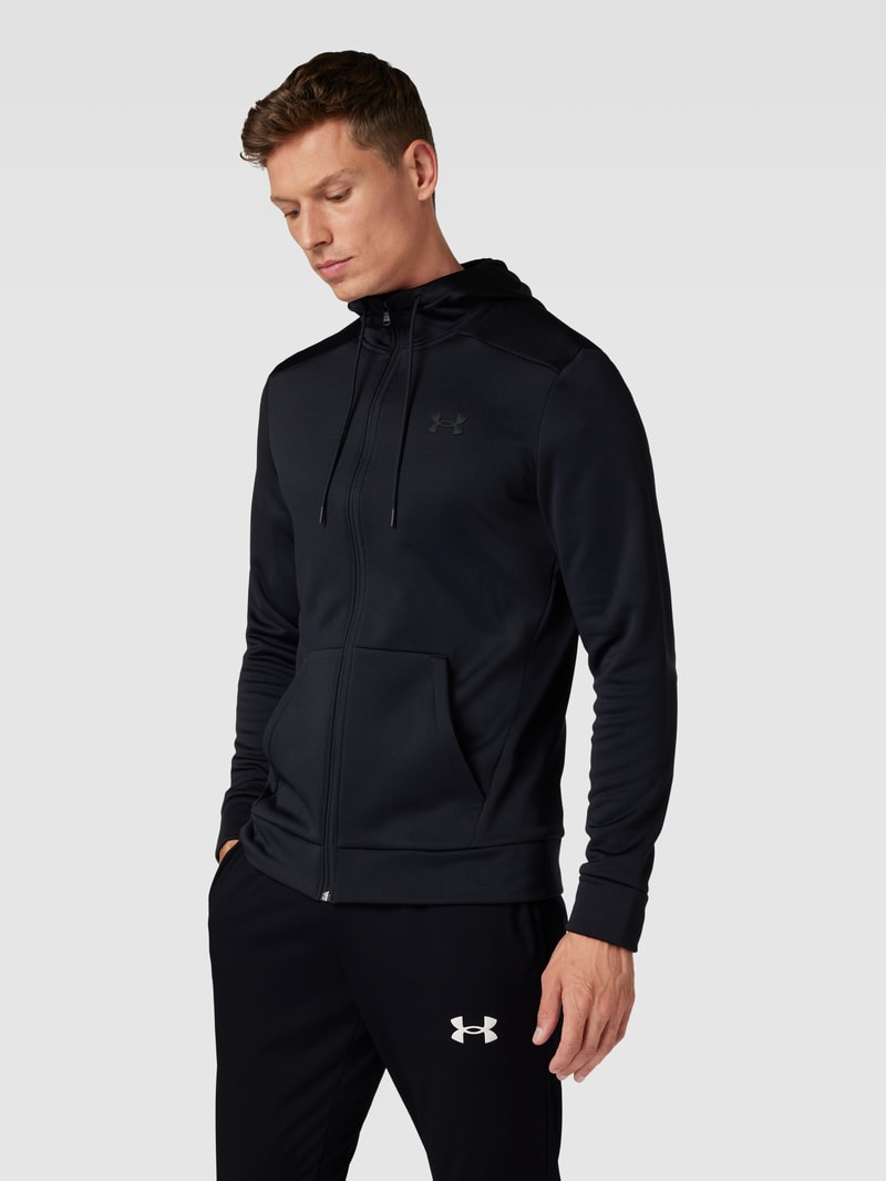 Sweatjacke mit Logo-Detail Modell 'Fleece' in schwarz