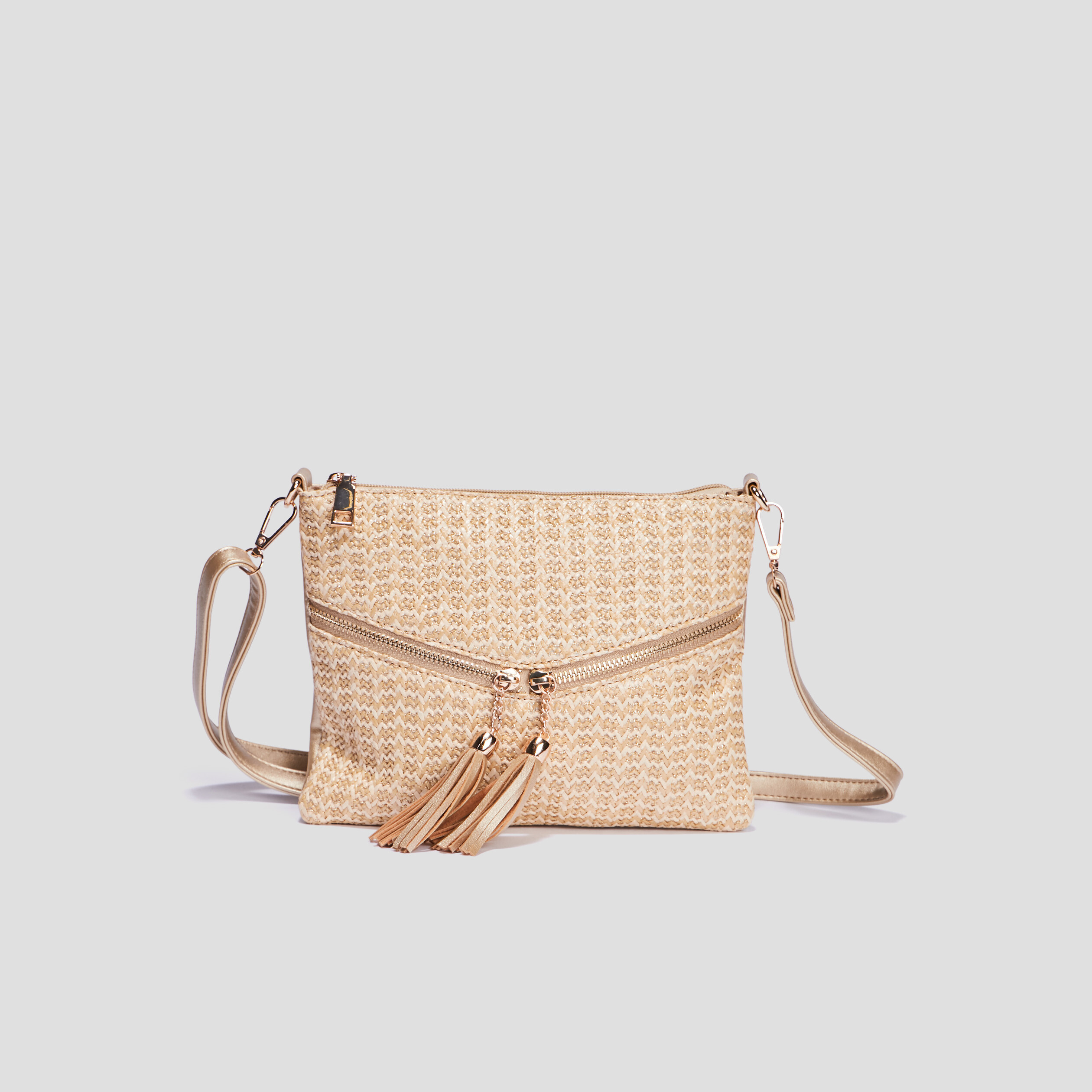 Sac pochette à pampilles bandoulière sable femme | La Halle