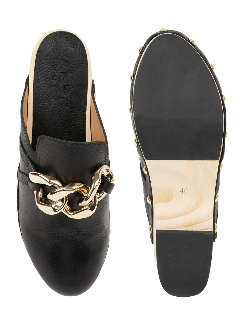 Clogs aus Leder in schwarz