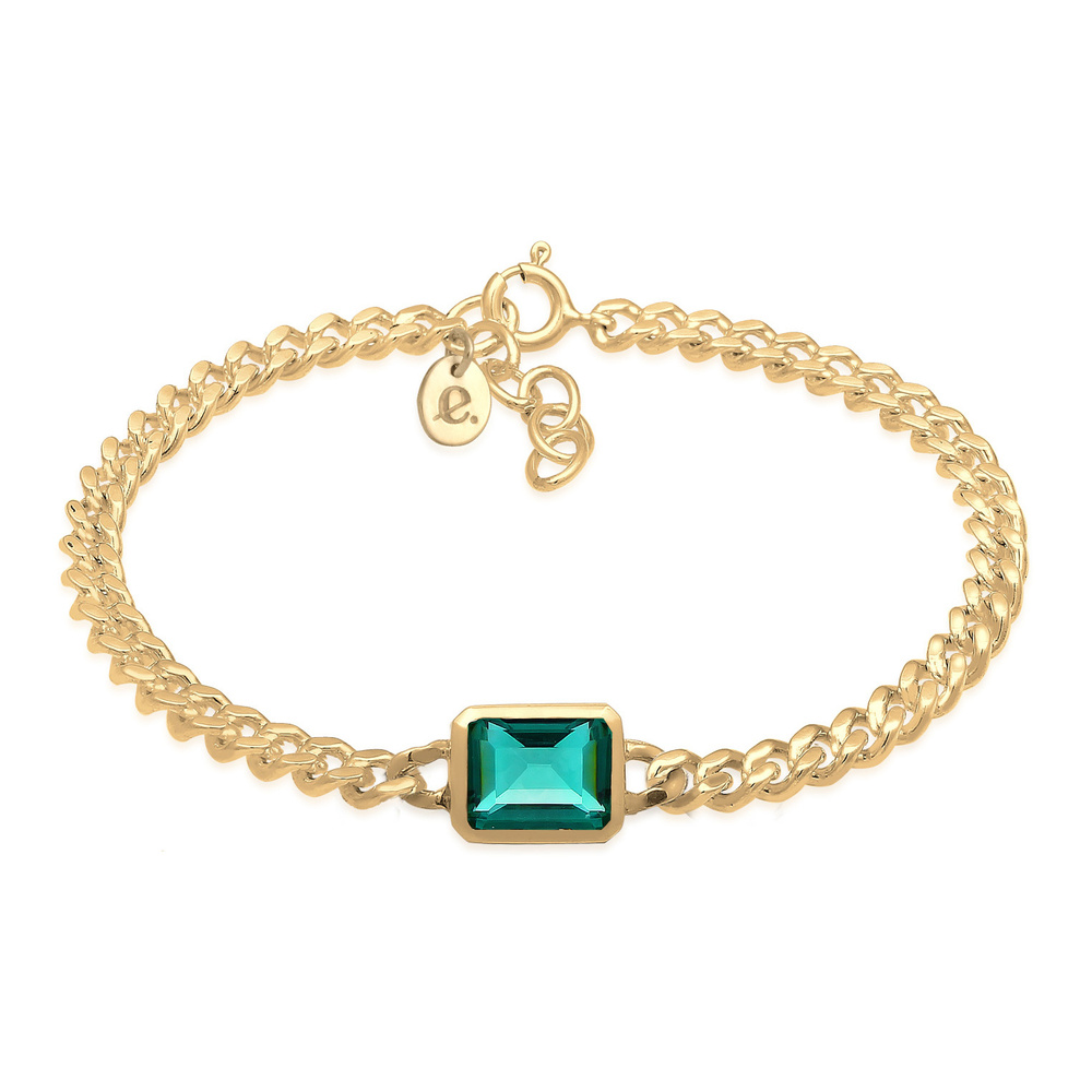 Elli PREMIUM Elli PREMIUM Bracelet Panzerkette Quarz Edelstein Grün 925er Silber Bracelet