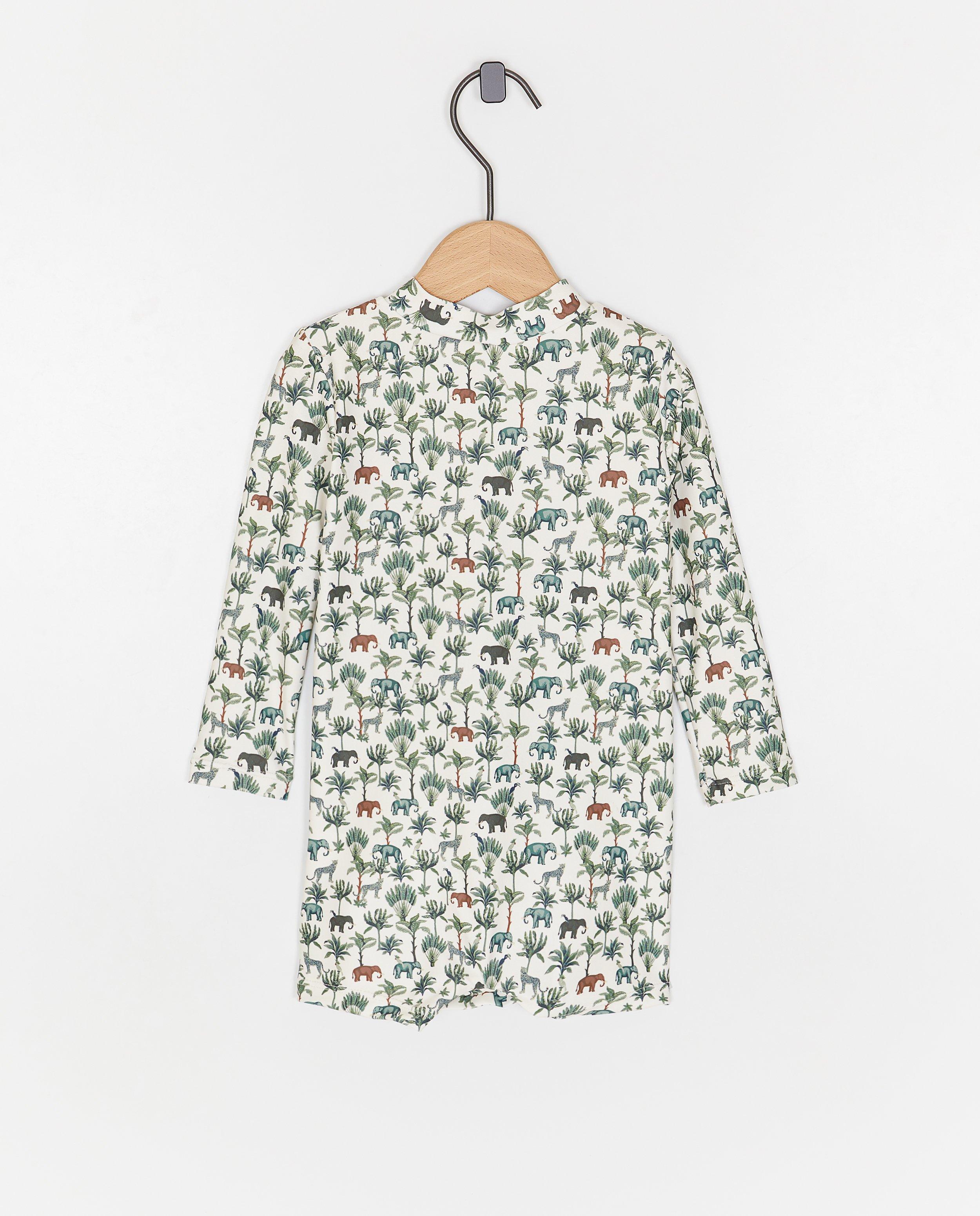 Costum de baie cu imprimeu Cuddles and Smiles, UPF 50+, 62-104, alb