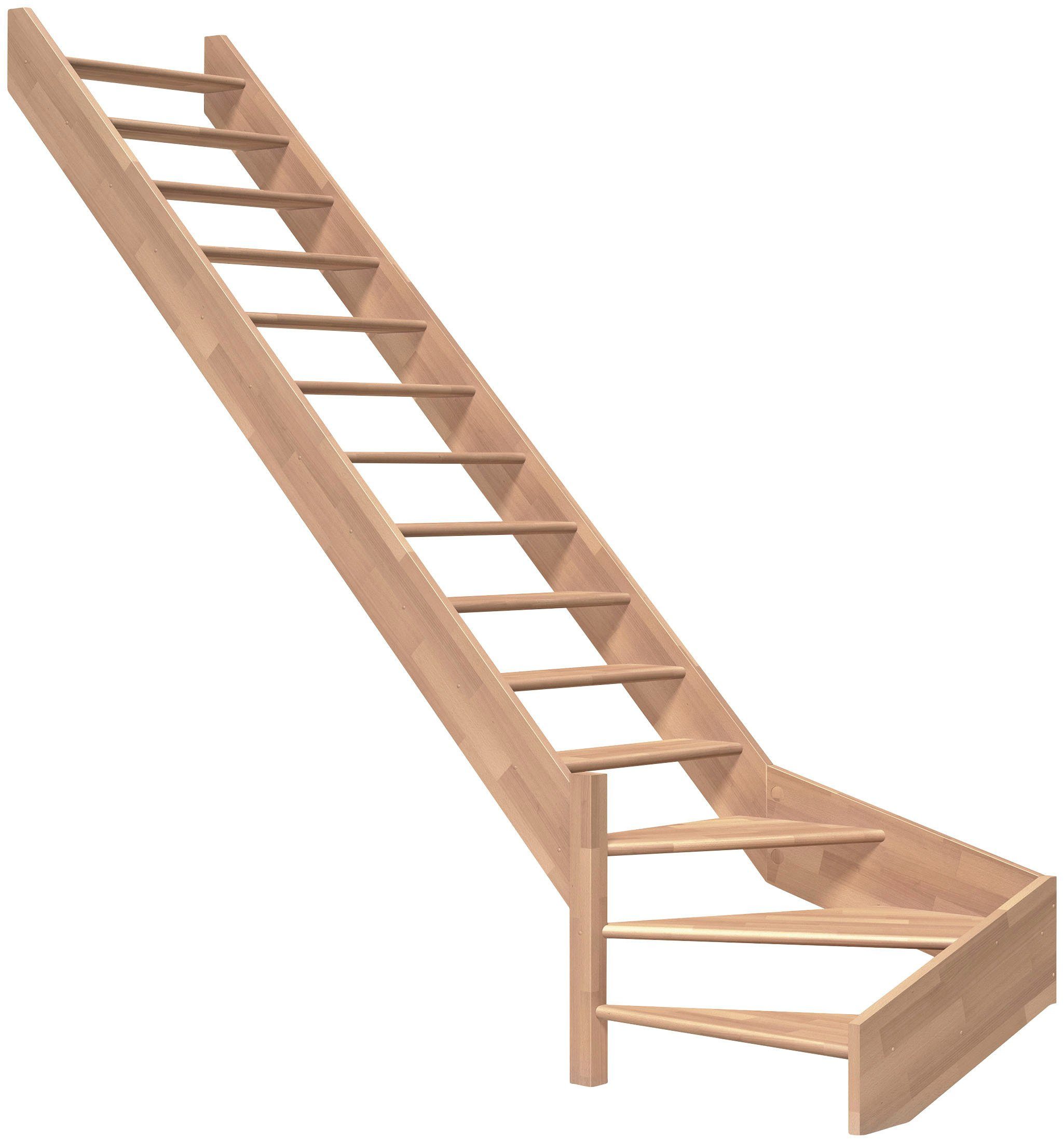Dolle Raumspartreppe Paris, für Geschosshöhen bis 318 cm, Stufen offen, Buche, versch. Ausführungen