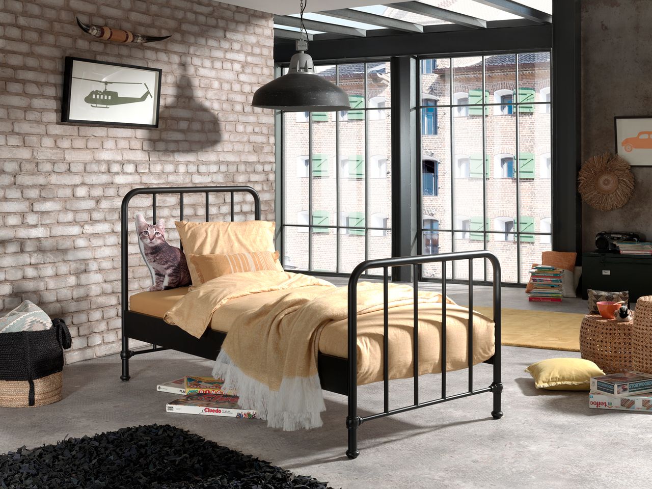 VIPACK BRONXX Metallbett im coolen Look Schwarz matt, Liegefläche 90 x 200 cm