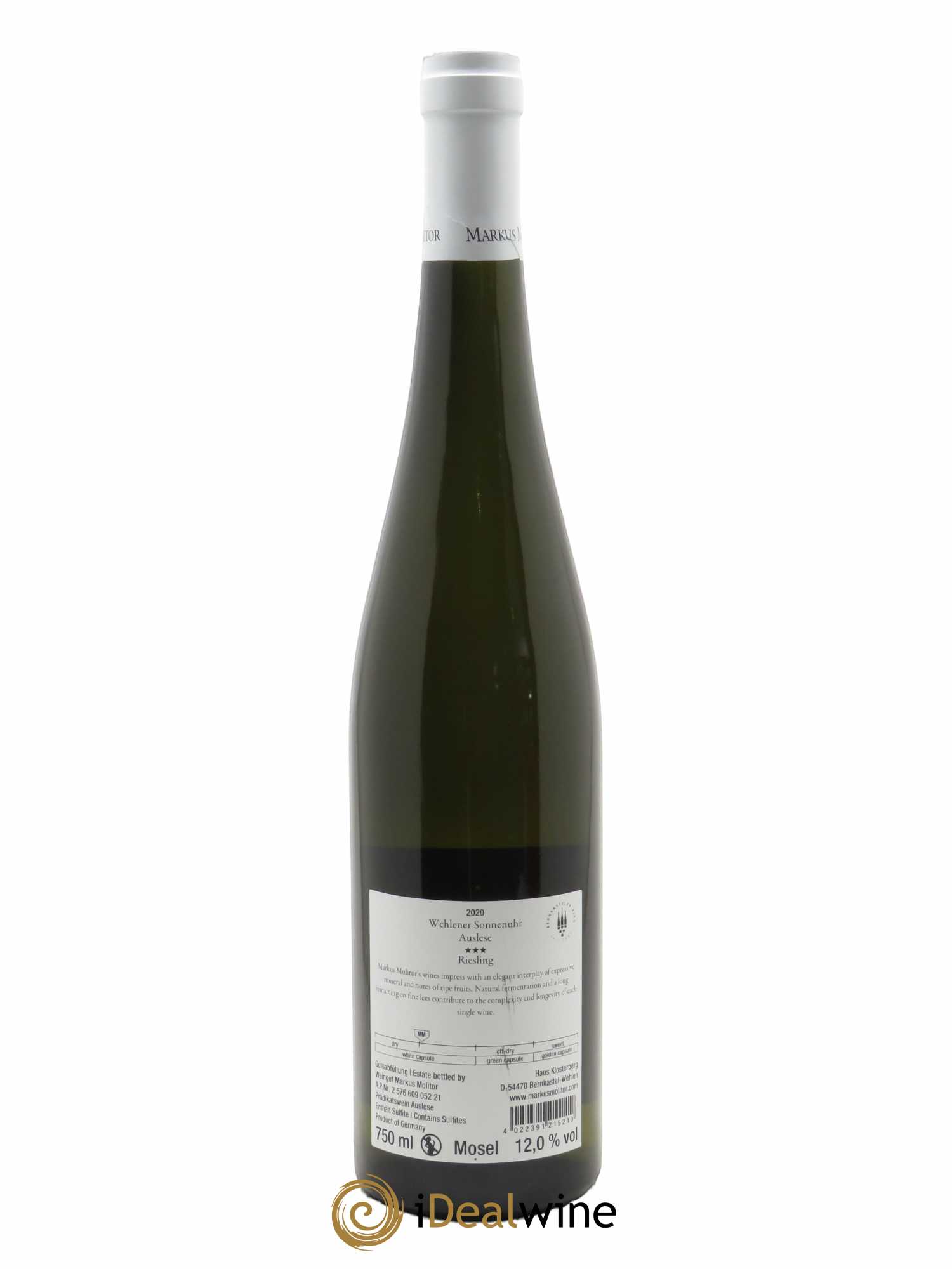 Riesling Markus Molitor Wehlener Sonnenuhr Auslese White Capsule°°°  2020 - Lot de 1 Bouteille