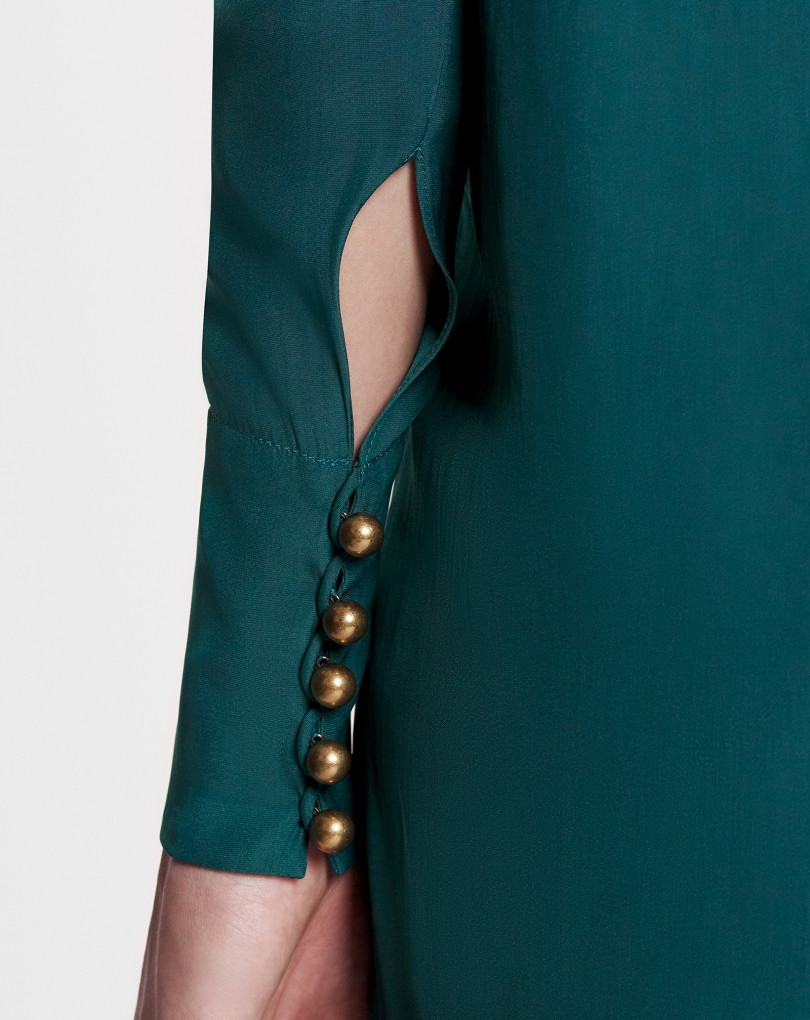 ROBE DRAPÉE À MANCHES LONGUES