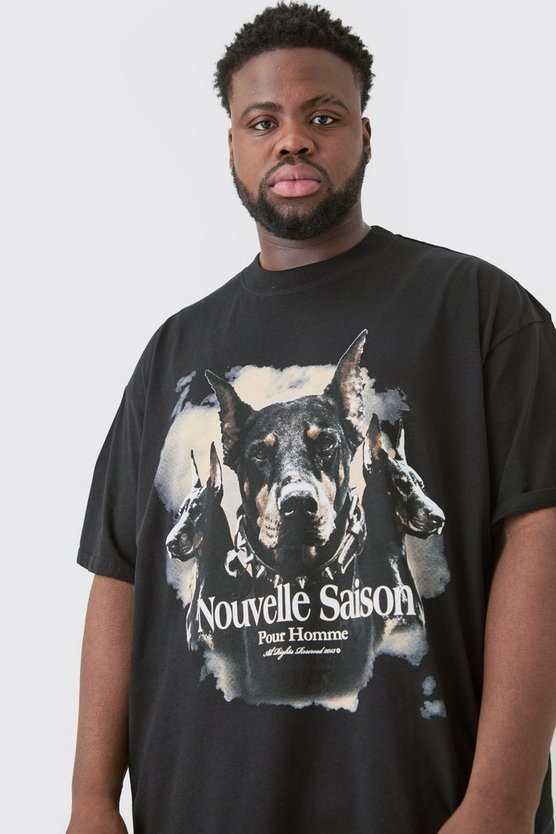 Plus Oversize T-Shirt mit Dobermann Print