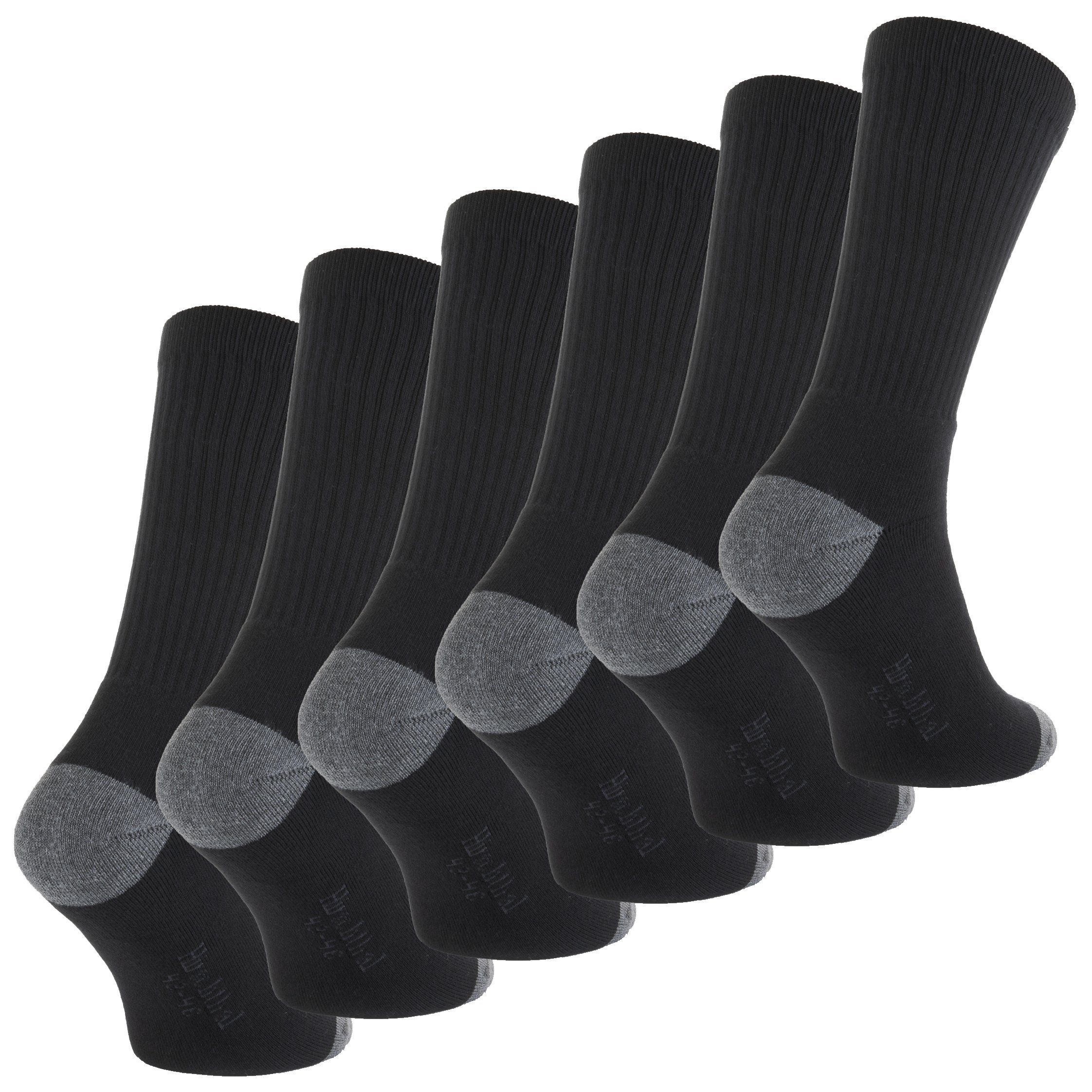 Hirschthal Arbeitssocken 3, 6, 12 Paar Herren Arbeitssocken Sportsocken Socken Schwarz (3-Paar) mit verstärkter Verse und Zehenbereich