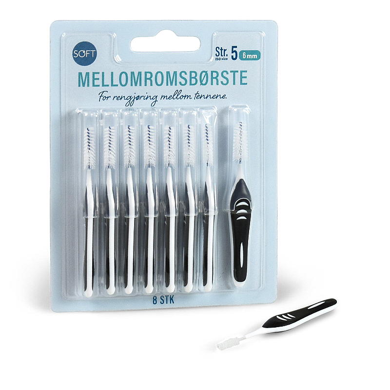 Soft Mellomromsbørste str 5, 8-pk