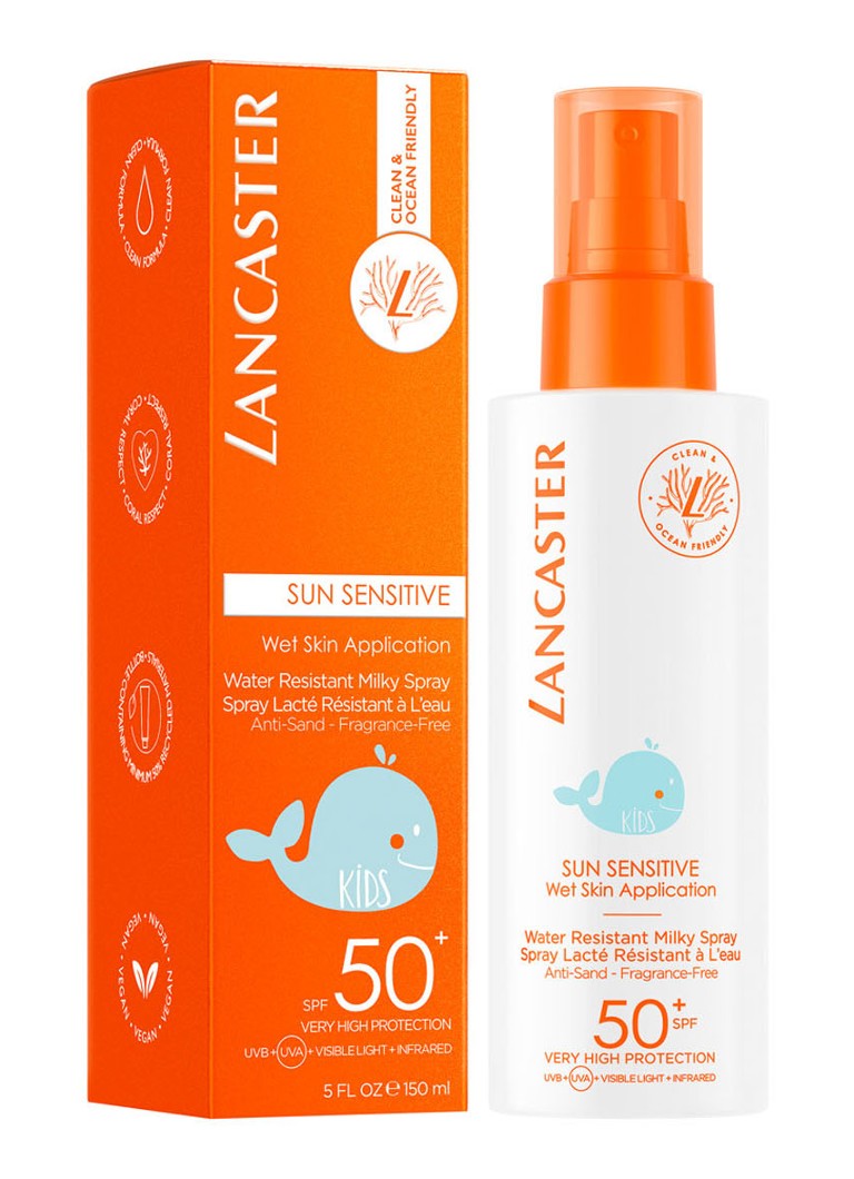 Lancaster Sun Sensitive Kids Spray cu protecție solară lăptoasă SPF 50, rezistent la apă