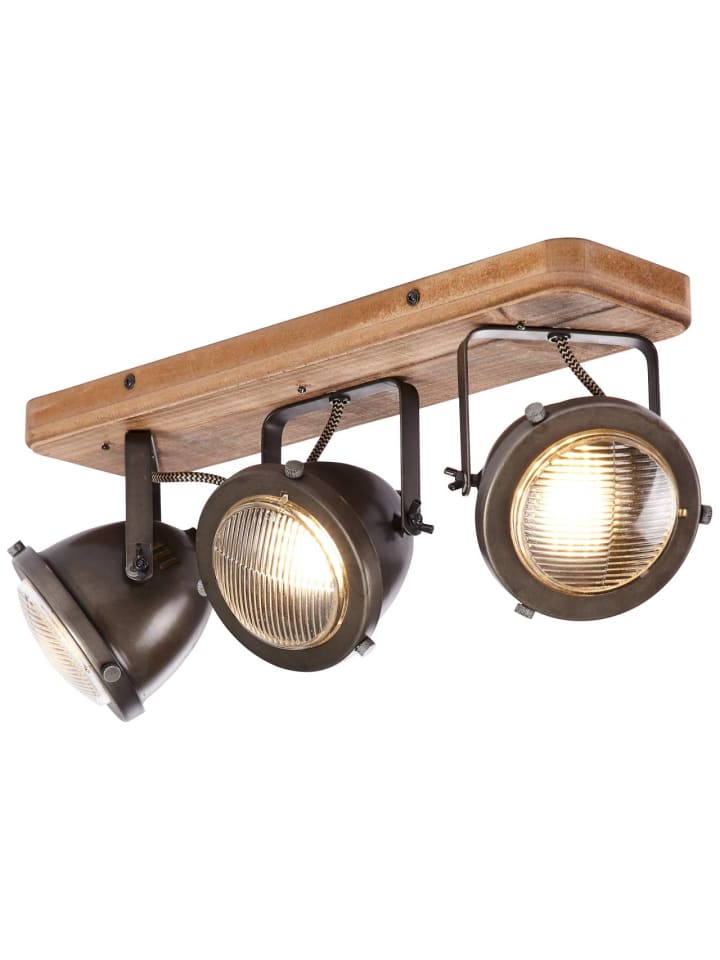 Brilliant Spotbalken, 3-flammig Carmen Wood 18,5x43x11,5 cm in burned steel/holz günstig kaufen onesize