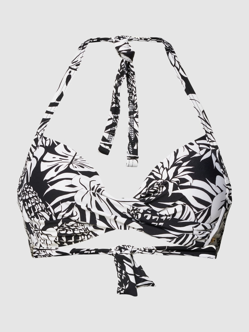 Bikini-Oberteil mit floralem Print Modell 'EYRO' in schwarz