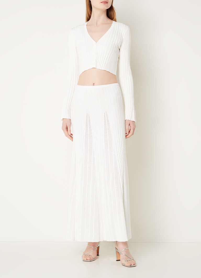 ba&sh Pusha rib knitted crop top with button detail