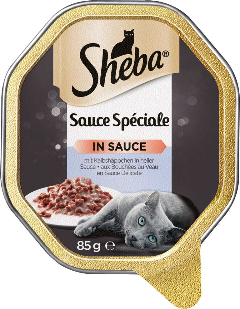 Sheba Nassfutter Sheba Sauce Spéciale 22x85g mit Kalbshäppchen, in heller Sauce