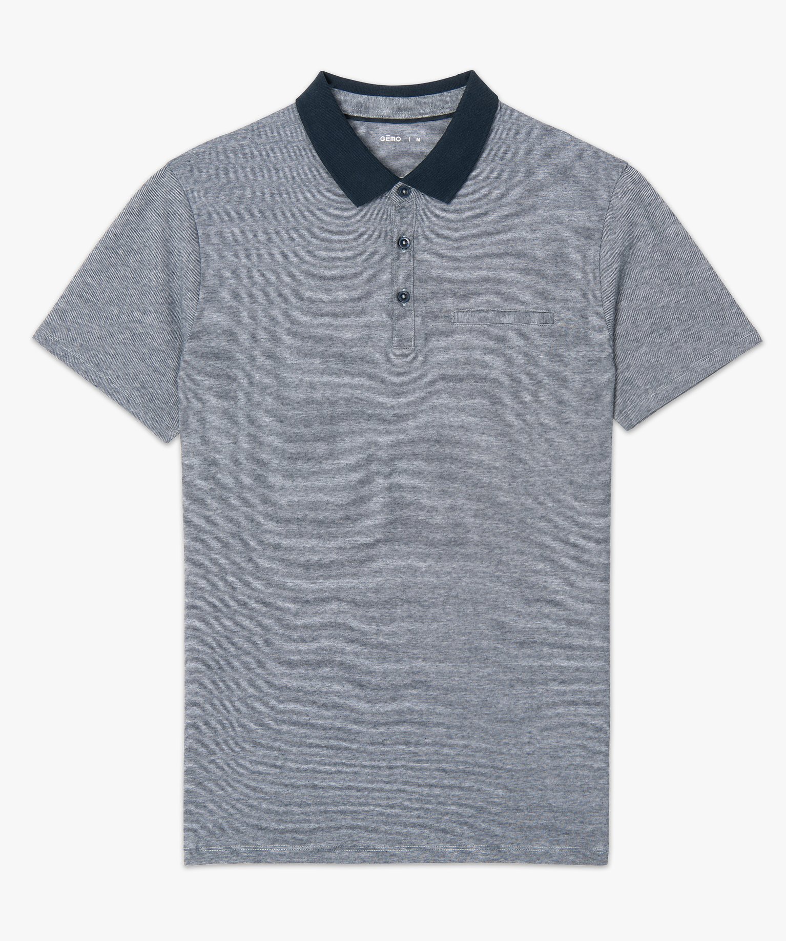 Polo homme à fines rayures et manches courtes bleu | GEMO