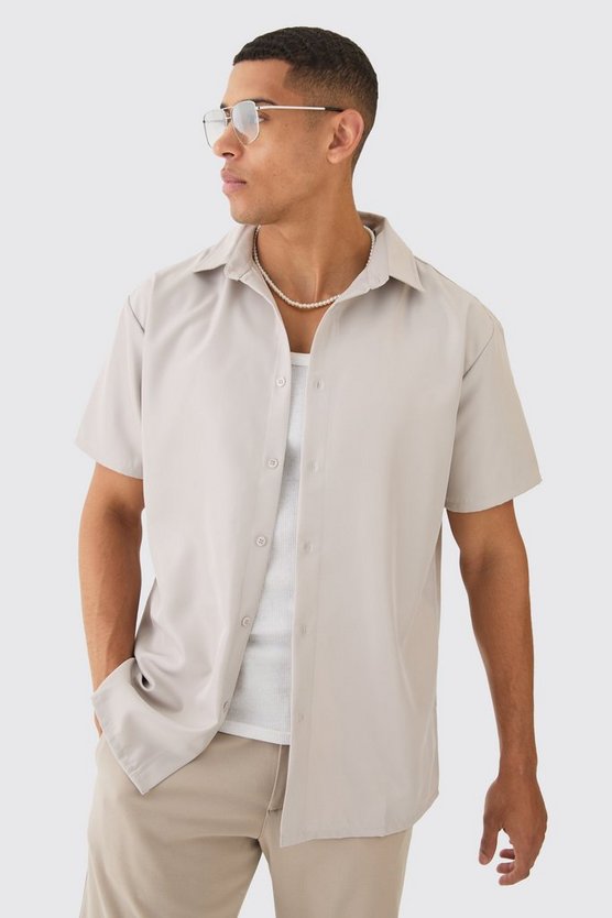 Kurzärmliges Oversize Twill-Hemd
