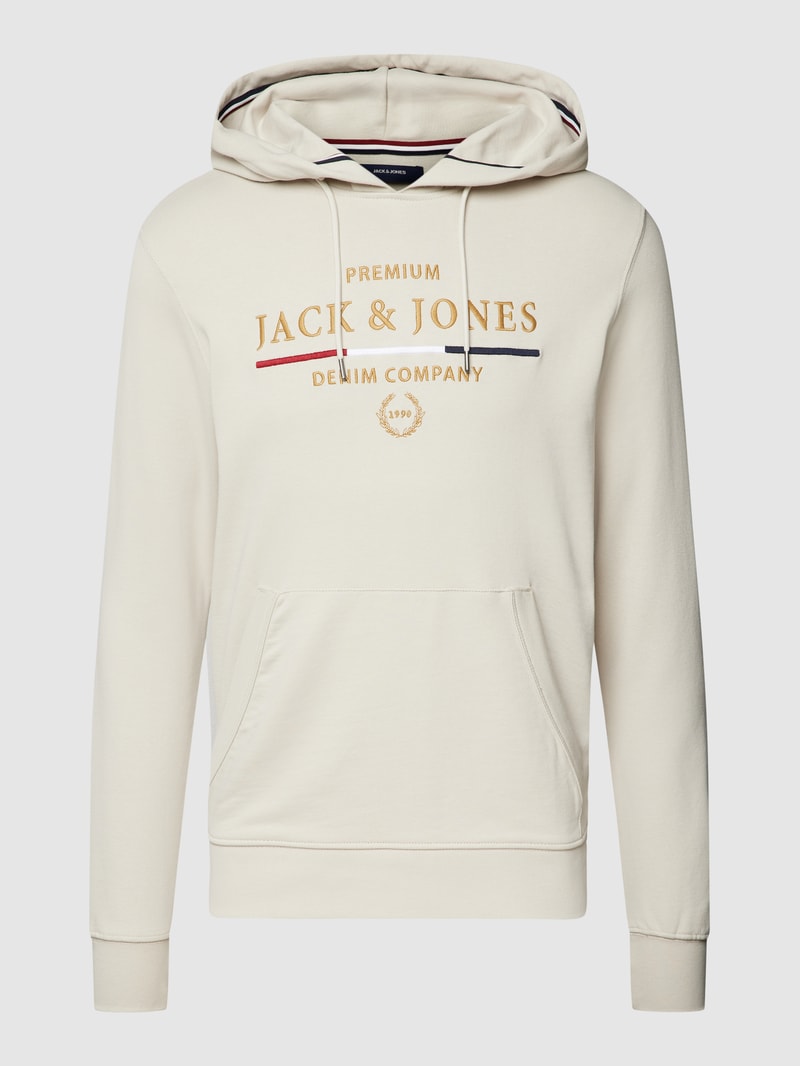 Hoodie mit Label-Motiv-Stitching Modell 'BLUTRAVIS' in offwhite
