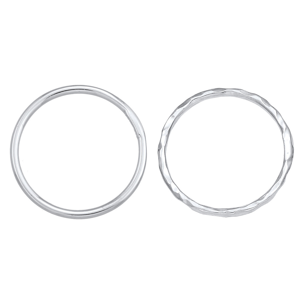 Elli Elli Bague Femmes Bande Set de 2 Pile en argent sterling 925 Bague