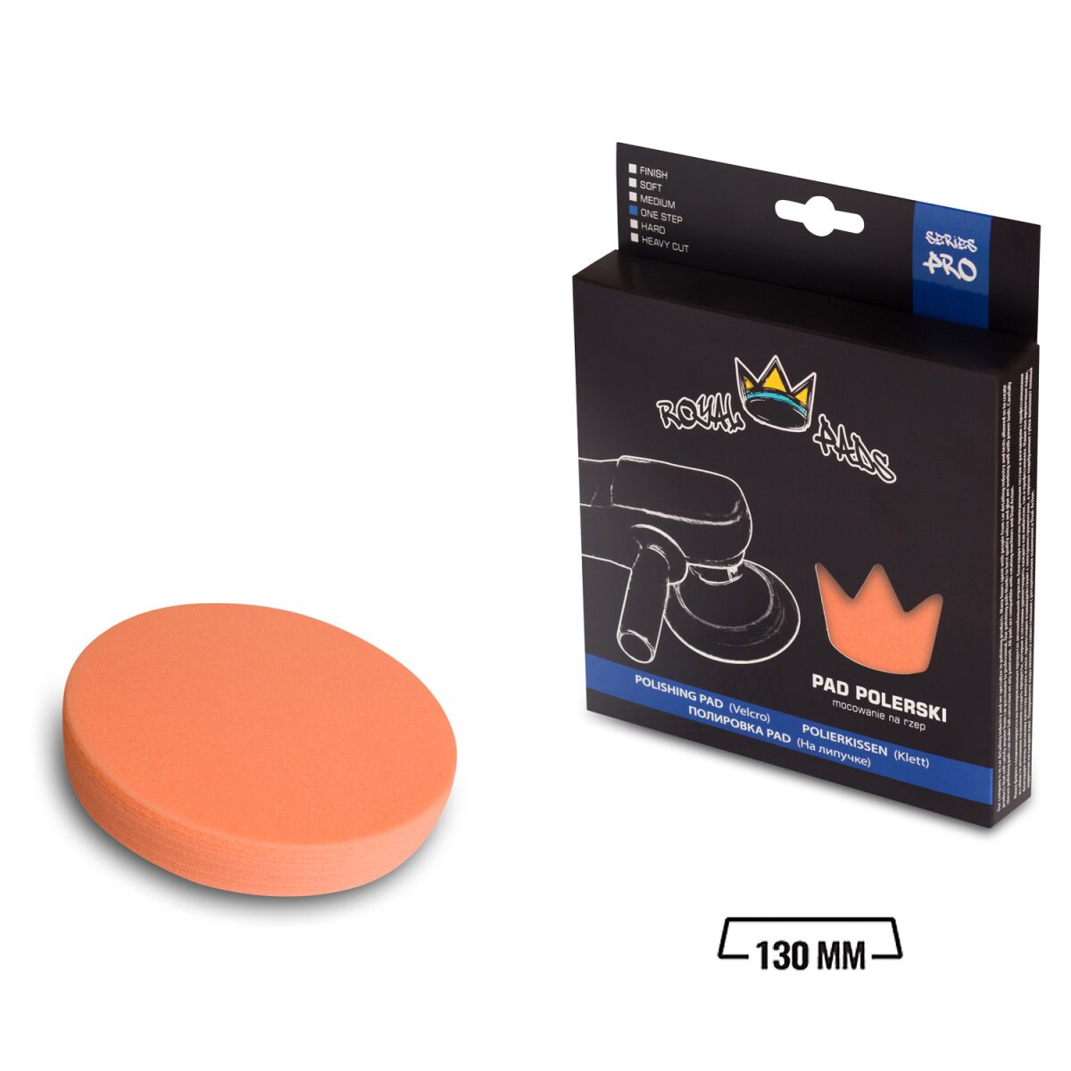 Royal Pads - PRO One Step Schaum-Polierpad 130mm orange
