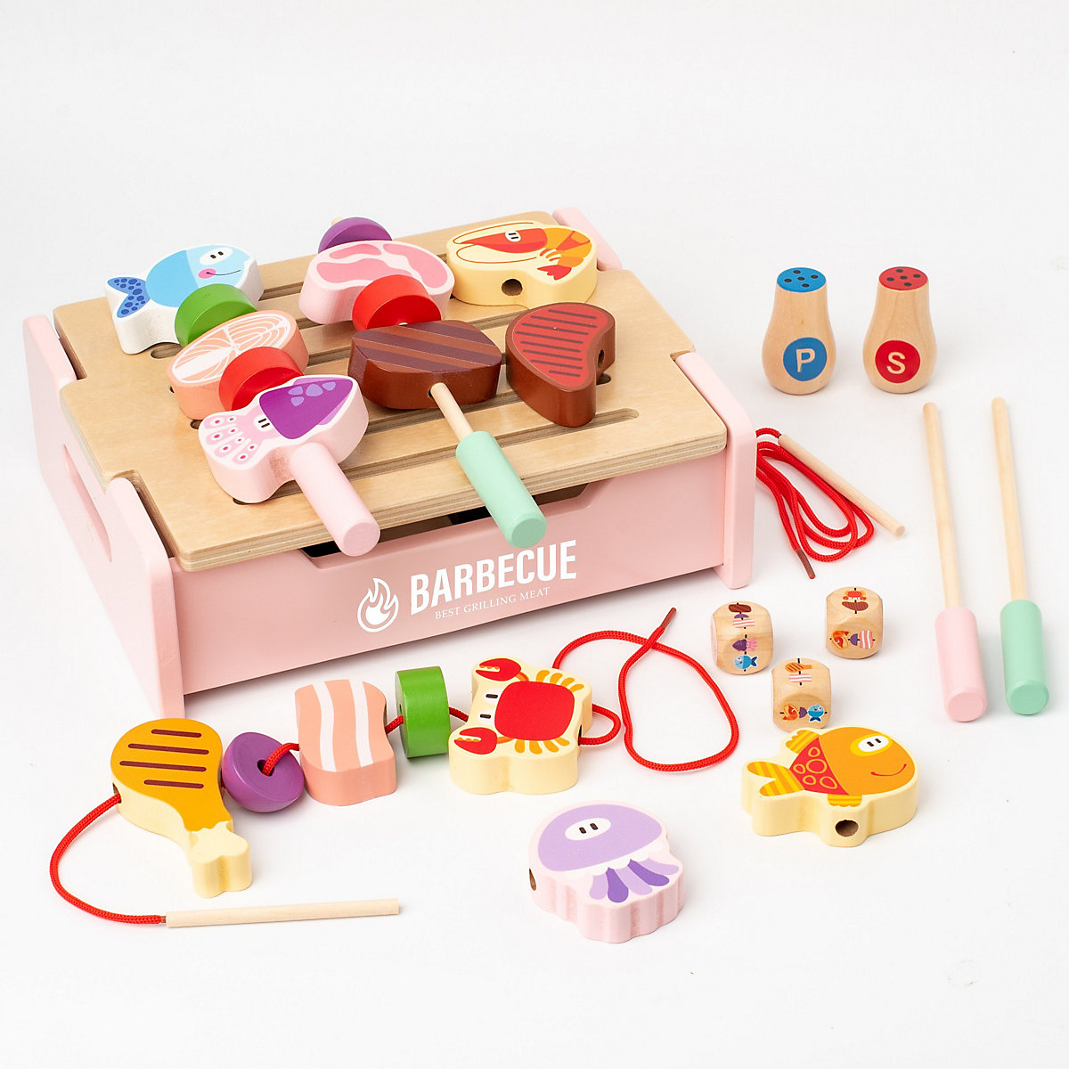 Simulierter Barbecue-Grill für Kinder Multifunktionales, farbenfrohes Holz