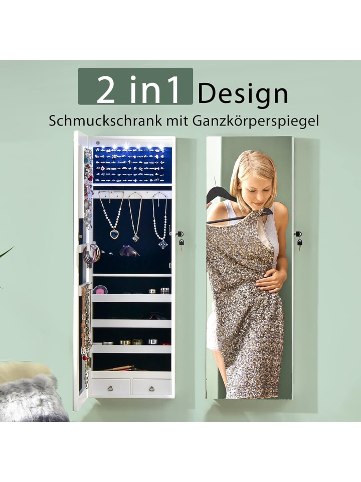 COSTWAY Schmuckschrank in Weiß günstig kaufen 36 cm