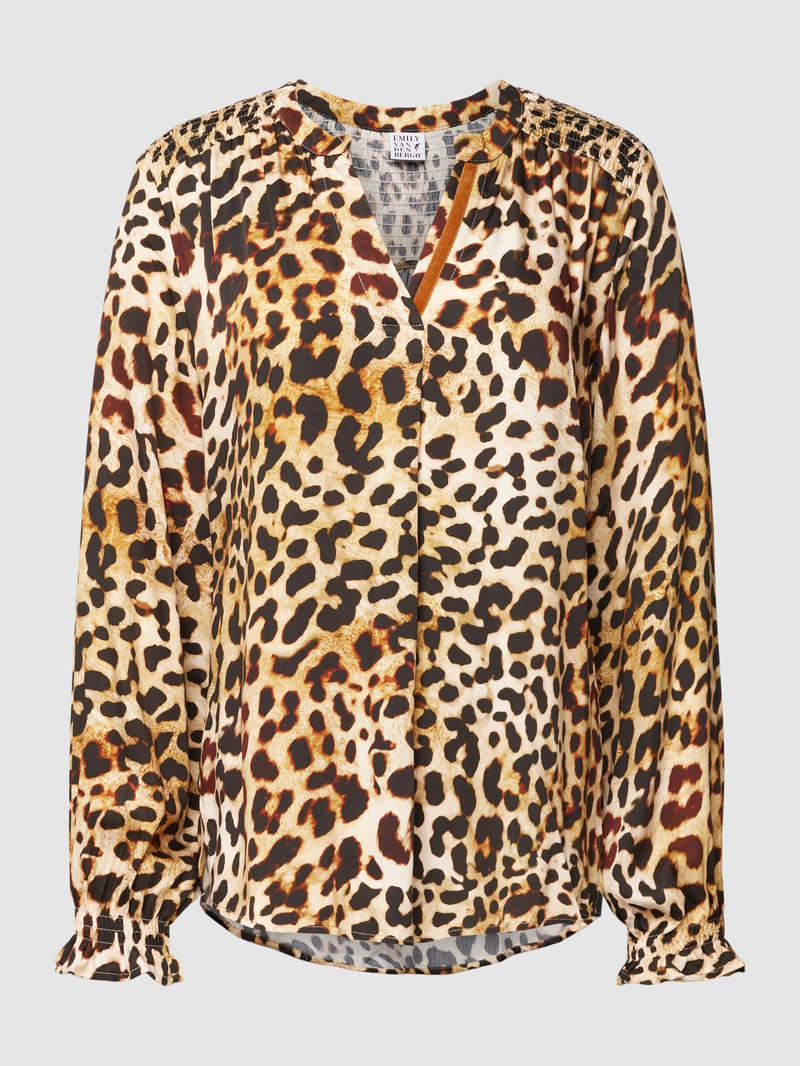 Bluse aus Viskose mit Animal-Print in beige