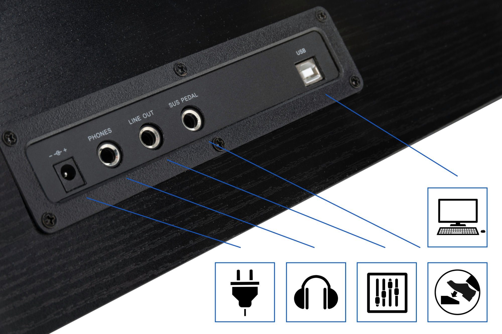 FunKey Digitalpiano DP-61 III 61 Tasten Keyboard im Digitalpiano-Design, (inkl. Keyboardbank, Kopfhörer & Keyboardschule, 4 tlg., Spar-Set), 300 verschiedene Sounds und Rhythmen - Begleitautomatik
