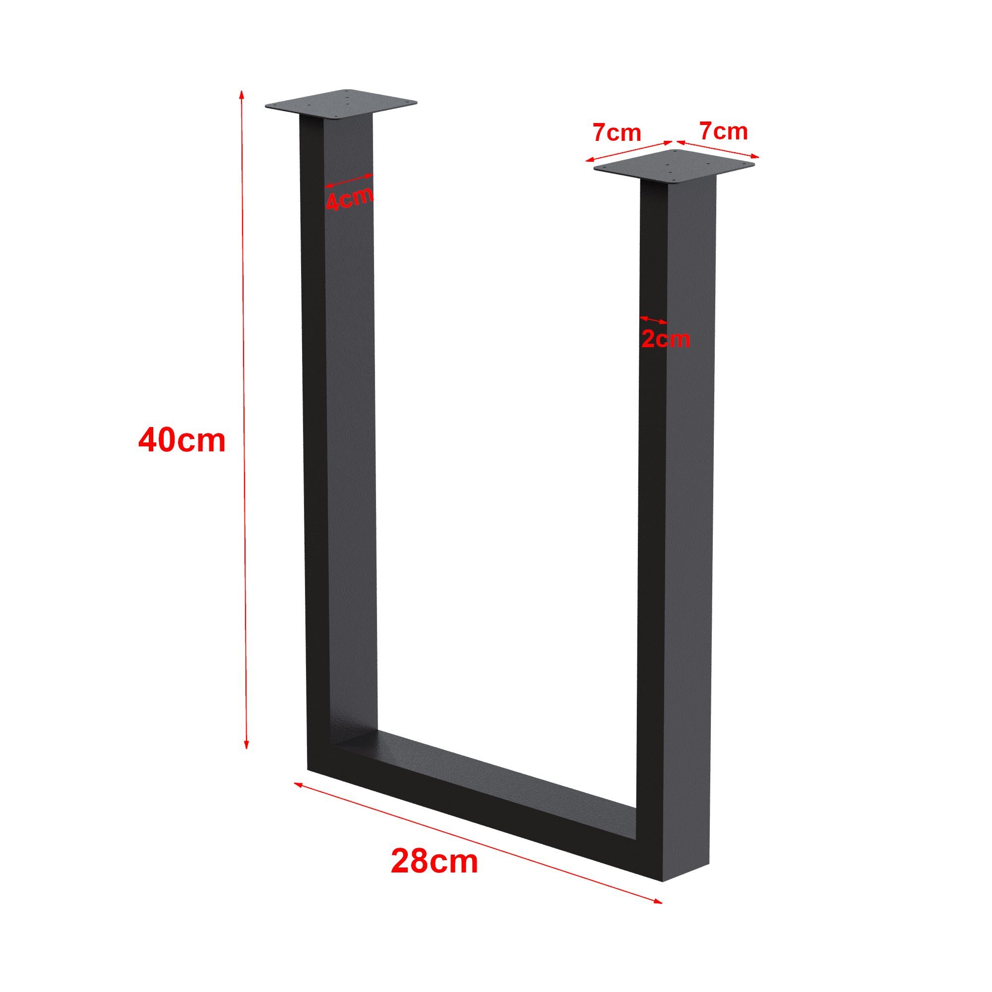 en.casa Tischgestell, Holsted Tischkufen 2er Set Stahl 40 x 28 cm Schwarz, matt