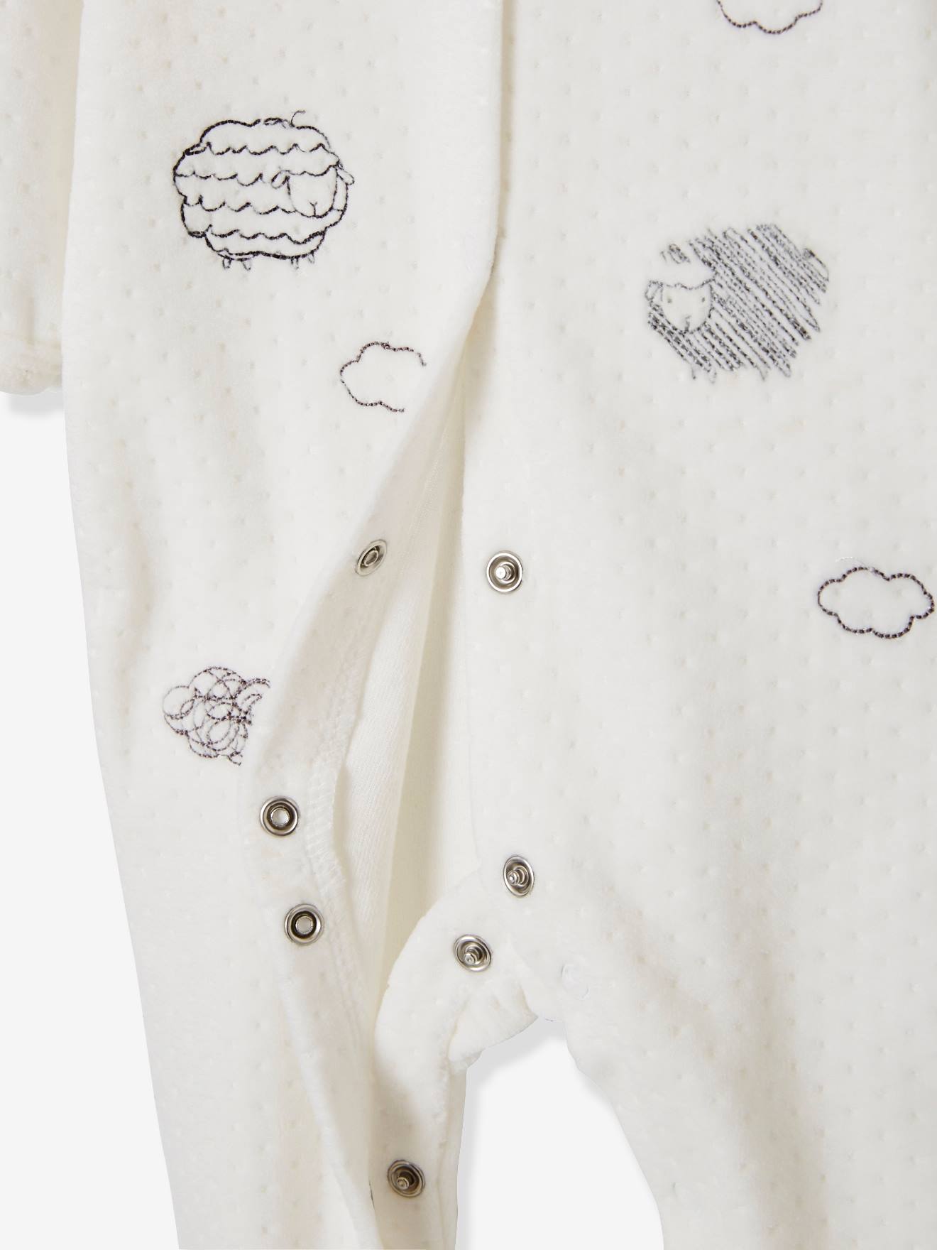 Lot de 2 pyjamas bébé en velours ouverture naissance nuage lot ivoire