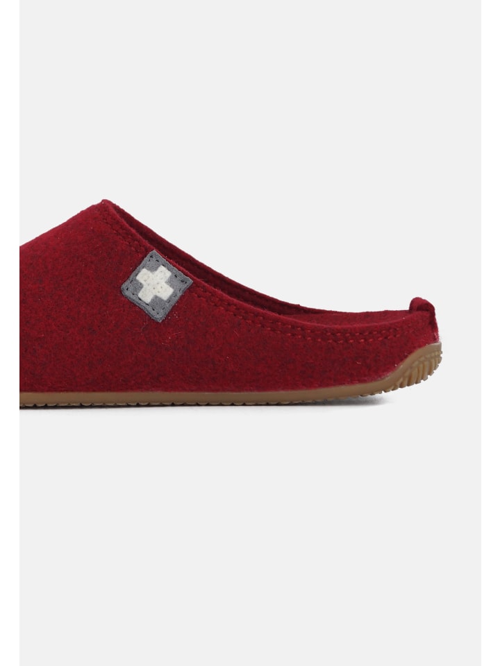 Living Kitzbühel Pantoffeln Filz - Schweizer Kreuz in Dark cherry günstig kaufen