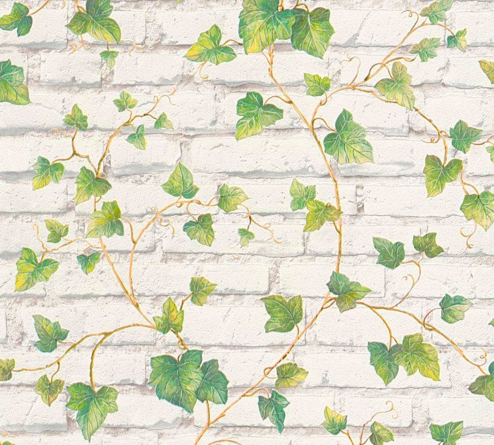 living walls Vliestapete Best of Wood`n Stone 2nd Edition, Steinoptik, Blumentapete Tapete Stein Grün Weiß Braun