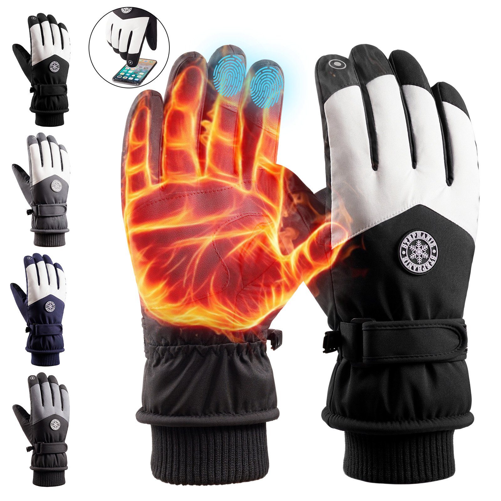 BTTO Skihandschuhe Handschuhe Damen Herren Winter,Skihandschuhe,Winterhandschuhe Wasserdichte Touchscreen Handschuhe,für Skifahren Laufen Radfahren