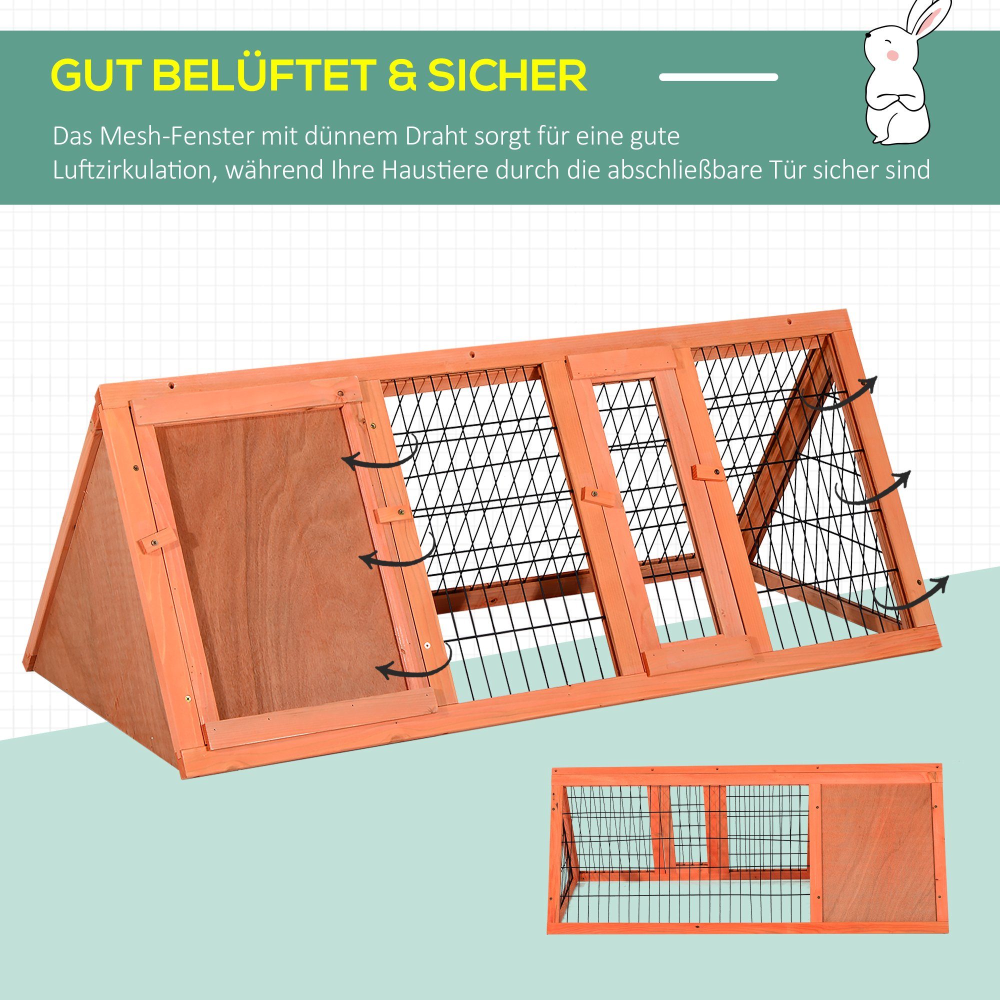 PawHut Kleintierstall Dreieckiger Kleintierkäfig mit Freigehege