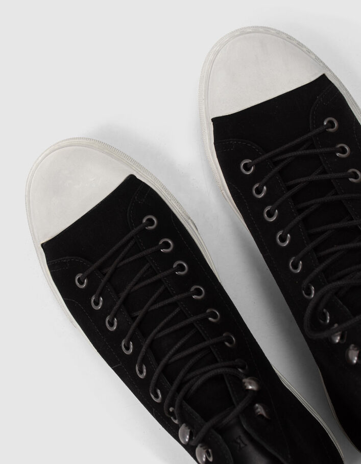 Baskets hautes noires cuir velours Homme