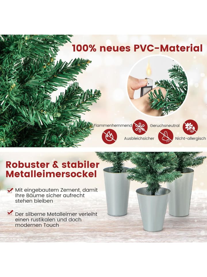 COSTWAY Künstliche Weihnachtsbäume 3 tlg. Set in Grün günstig kaufen 150 cm