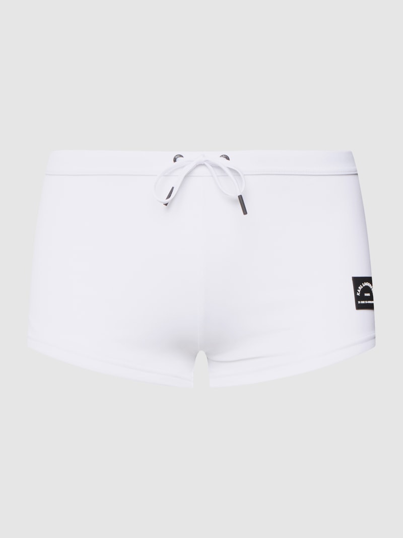 Badehose mit Label-Patch in weiß