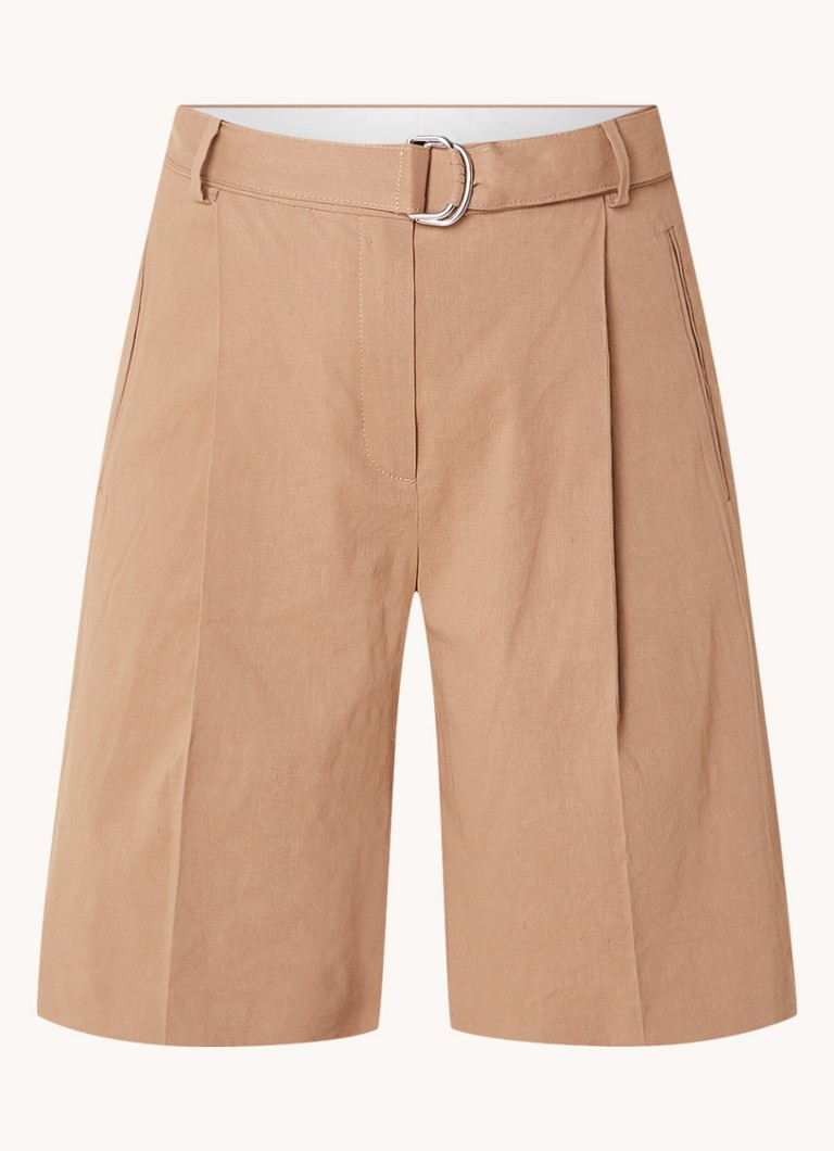 Shorts HUGO BOSS Tannah de cintura alta e modelagem ampla em mistura de linho.