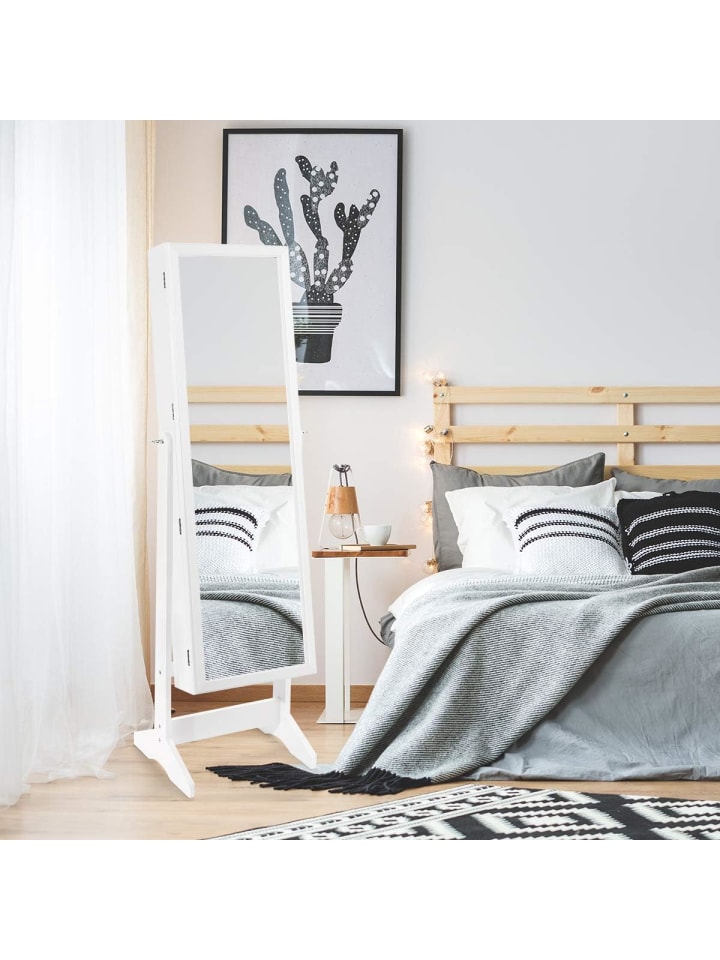 COSTWAY Standspiegel mit Schmuckschrank in Weiß günstig kaufen 41 cm