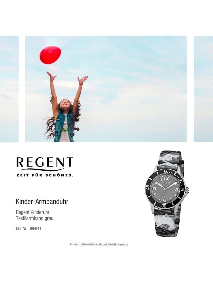 Regent Armbanduhr Regent Kinderuhren grau, schwarz mittel (ca. 32mm) günstig kaufen onesize
