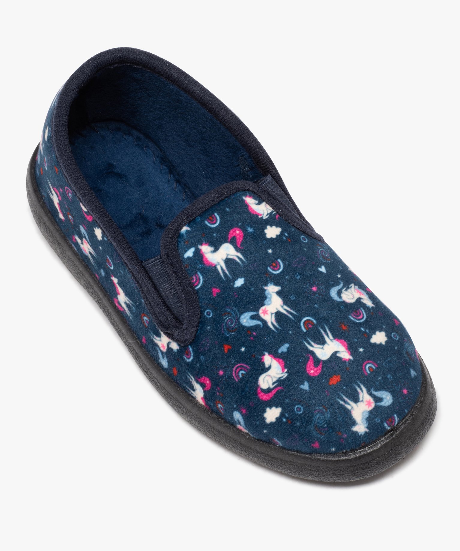 Chaussons fille en velours à motif licorne marine | GEMO