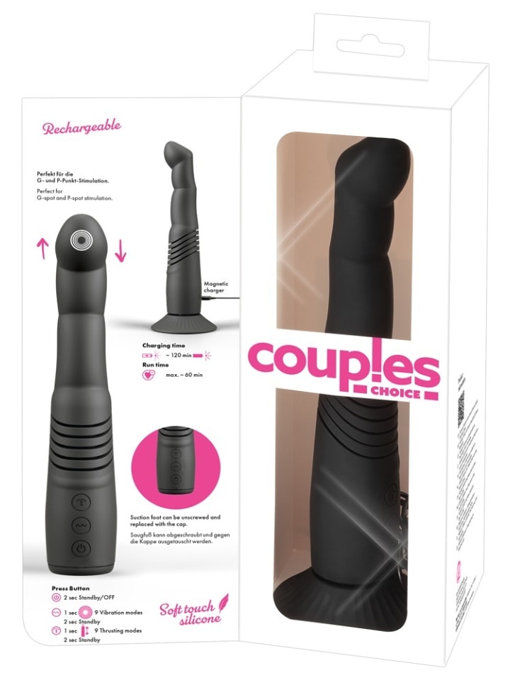 Couples Choice Stoßvibrator G and P-Spot Thrusting Vibrator in schwarz günstig kaufen 23 cm