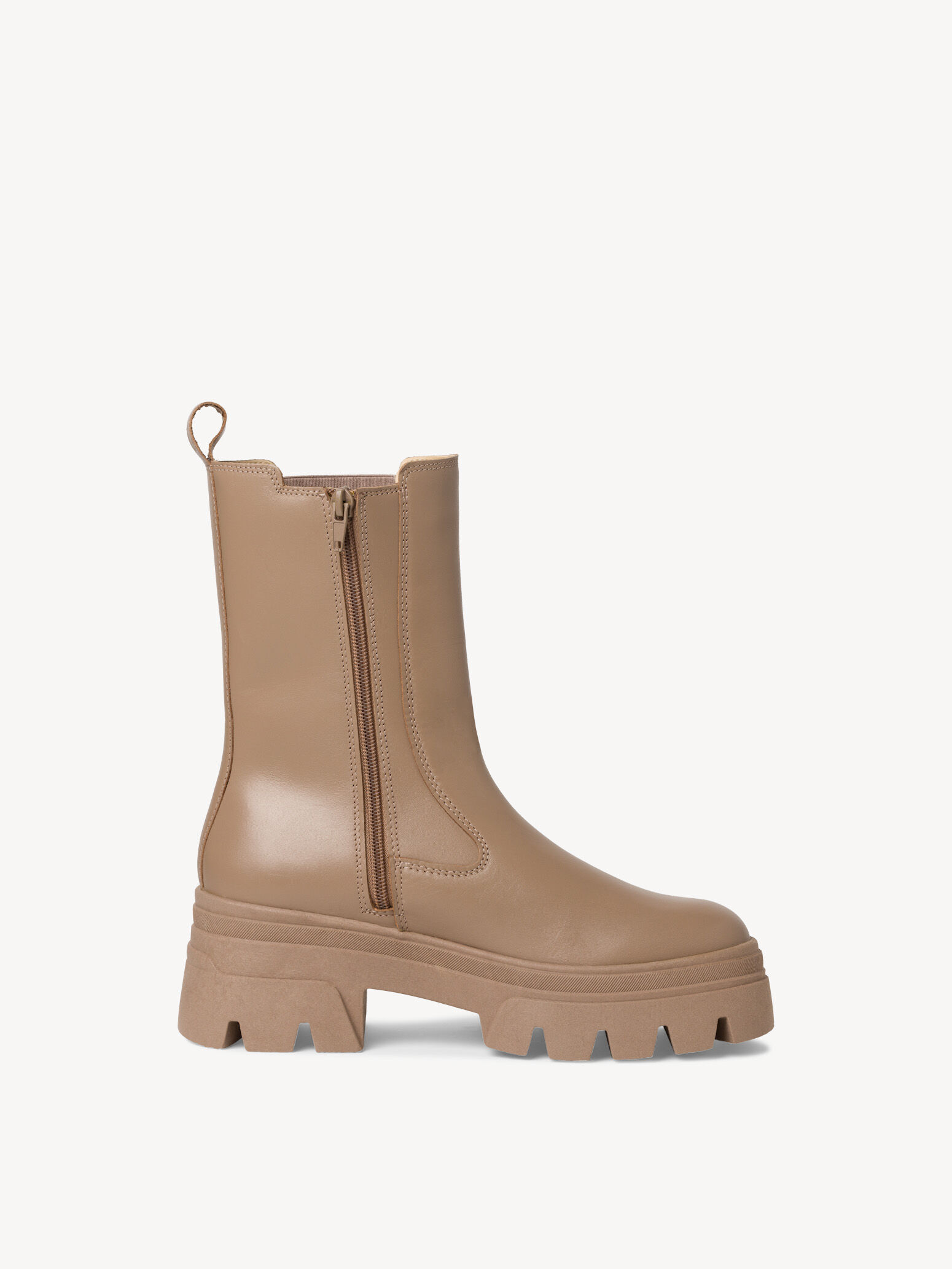 Bottine Chelsea en cuir - beige