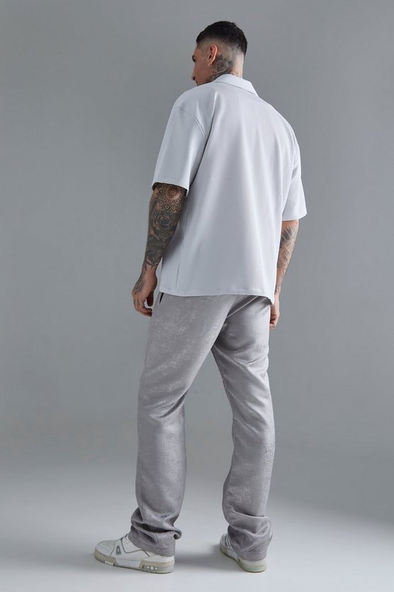 Strukturierte Slim-Fit Hose mit elastischem Bund