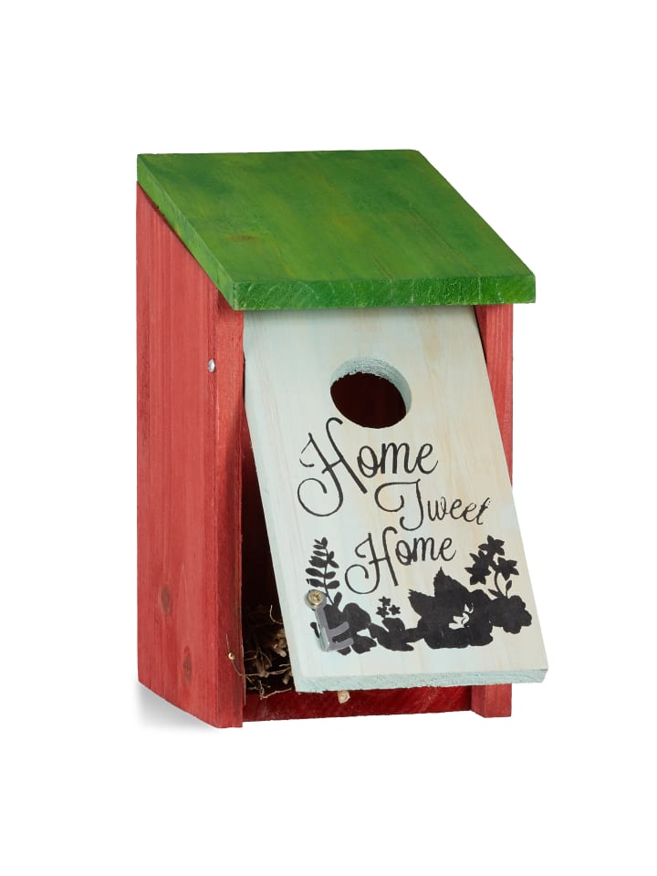 relaxdays Nistkasten in Rot-Grün - (B)12 x (H)21,5 x (T)15,2 cm günstig kaufen onesize