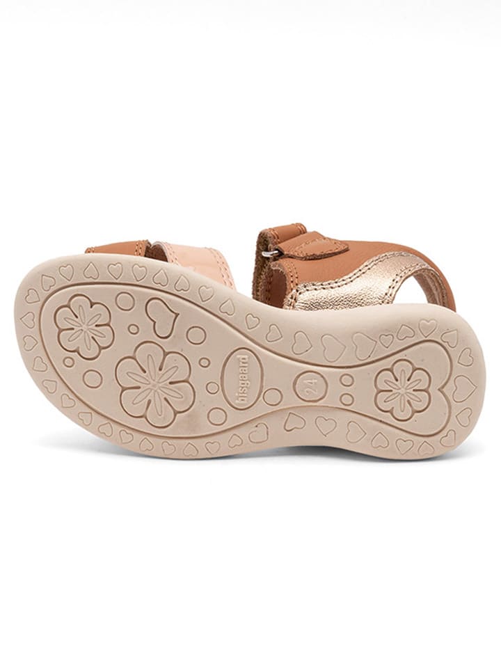 bisgaard Leder-Sandalen in Hellbraun/ Rosa günstig kaufen