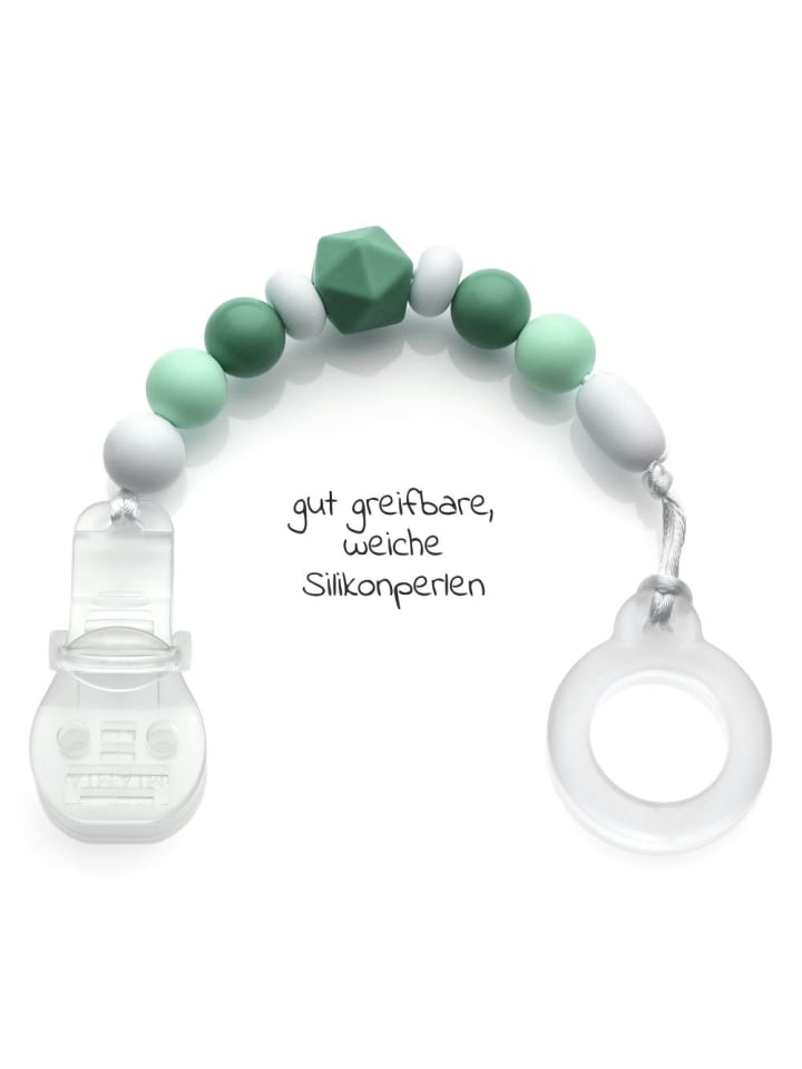 MiaMia Schnullerkette mit Silikon-Perlen & Gummiring inkl. in gruen,grau günstig kaufen onesize