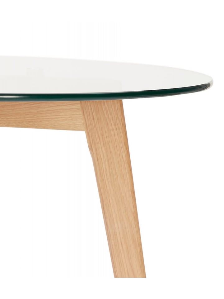 KADIMA DESIGN Runder Esstisch aus Glas mit Massiv Eichenholz Beinen | Modern günstig kaufen onesize